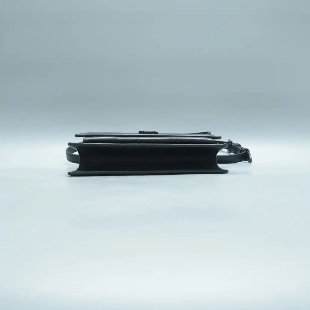 100% Authentic SAINT LAURENT Sunset Mini Black Leather Shoulder Bag 1294-101724 - Picture 5 of 12